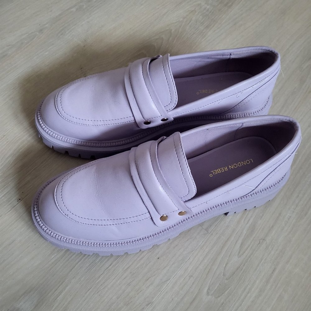 London Rebel Lilac Chunky Loafers